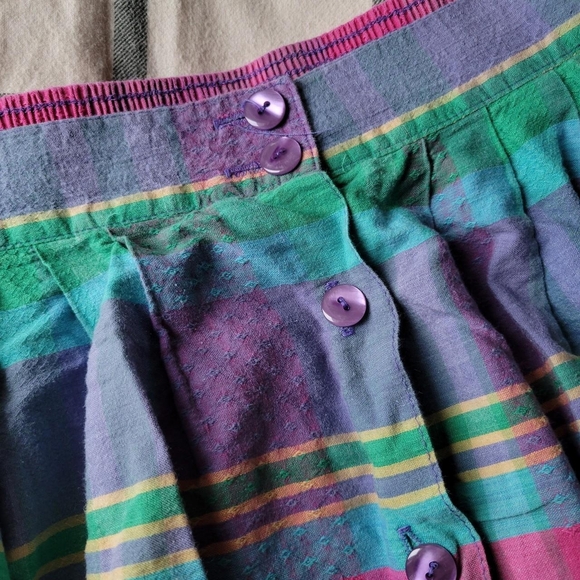Colorful Striped Button-Down Skirt - Picture 4 of 5